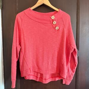 Free People We The Free Don't Forget Me Pink Slub Asymmetrical Henley Small